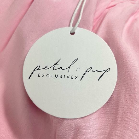 NEW! Petal & Pup Kacper Dress in Pink Tiered Relaxed Fit On/Off Shoulder Midi - Picture 16 of 17